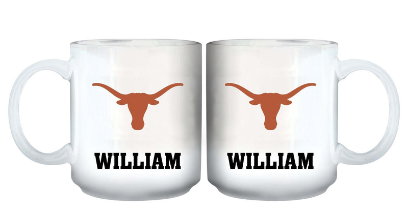 11oz White Personalized Ceramic Mug | Texas at Austin, University COL, CurrentProduct, Custom Drinkware, Drinkware_category_All, Gift Ideas, Personalization, Personalized_Personalized, TEX, Texas Longhorns 194207465240 $20.11
