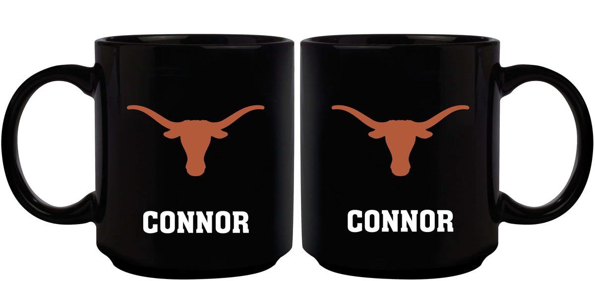 11oz Black Personalized Ceramic Mug | Texas at Austin University COL, CurrentProduct, Custom Drinkware, Drinkware_category_All, Gift Ideas, Personalization, Personalized_Personalized, TEX, Texas Longhorns 194207373675 $20.11