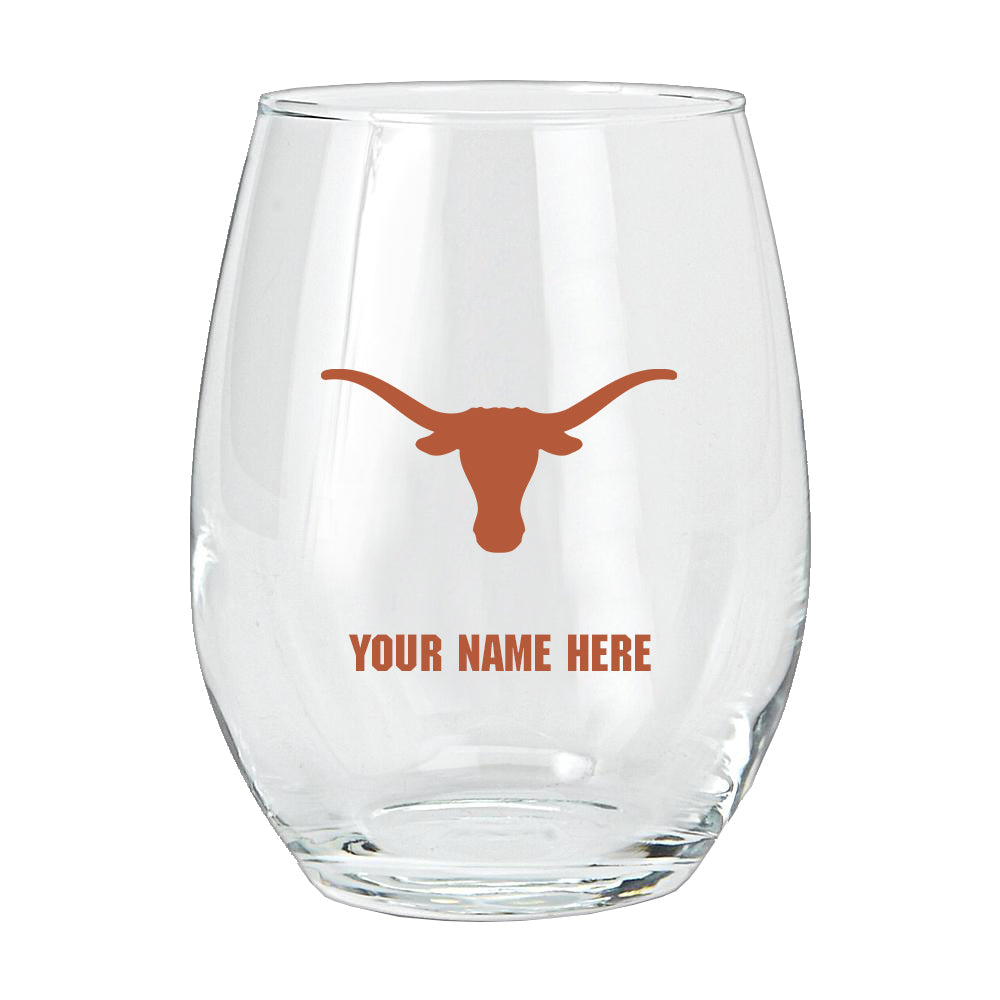 15oz Personalized Stemless Glass | Texas Longhorns