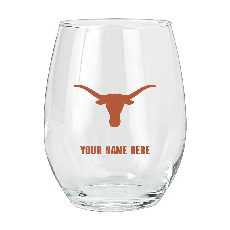 15oz Personalized Stemless Glass | Texas Longhorns