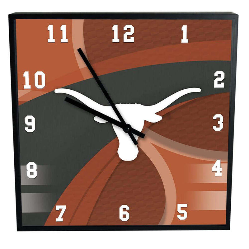 12 Inch Square Carbon Fiber Clock | Texas at Austin, University COL, OldProduct, TEX, Texas Longhorns 687746320328 $25