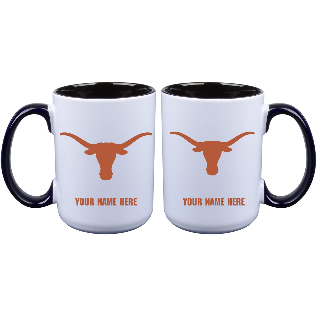 15oz Inner Color Personalized Ceramic Mug | Texas Longhorns 2790PER, COL, CurrentProduct, Drinkware_category_All, Personalized_Personalized, TEX, Texas Longhorns  $27.99