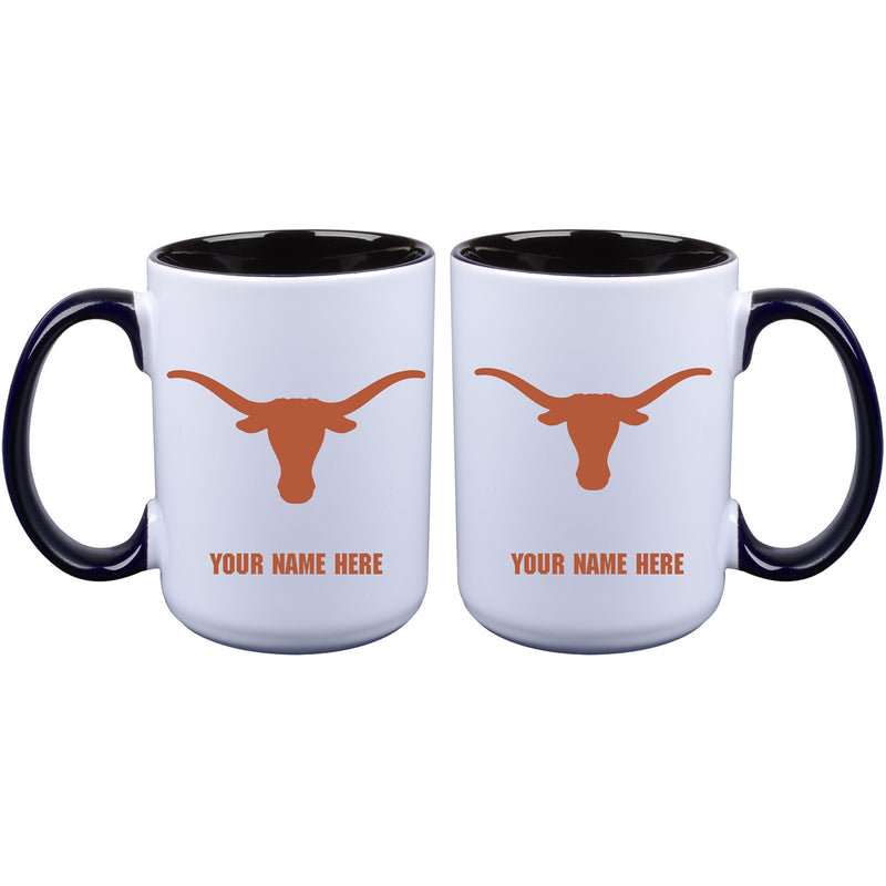 15oz Inner Color Personalized Ceramic Mug | Texas Longhorns 2790PER, COL, CurrentProduct, Drinkware_category_All, Personalized_Personalized, TEX, Texas Longhorns  $27.99