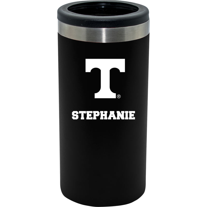 12oz Personalized Black Stainless Steel Slim Can Holder | Tennessee Vols