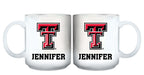 11oz White Personalized Ceramic Mug - Texas Tech COL, CurrentProduct, Custom Drinkware, Drinkware_category_All, Gift Ideas, Personalization, Personalized_Personalized, Texas Tech Red Raiders, TXT 194207465264 $20.11