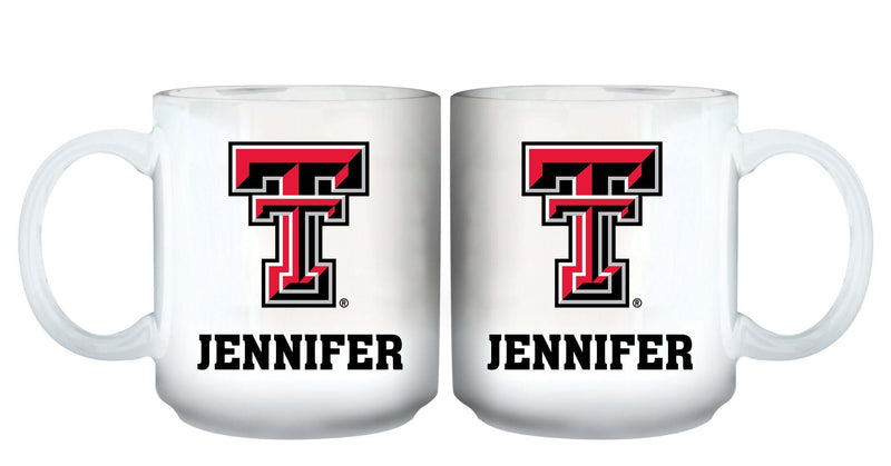 11oz White Personalized Ceramic Mug - Texas Tech COL, CurrentProduct, Custom Drinkware, Drinkware_category_All, Gift Ideas, Personalization, Personalized_Personalized, Texas Tech Red Raiders, TXT 194207465264 $20.11