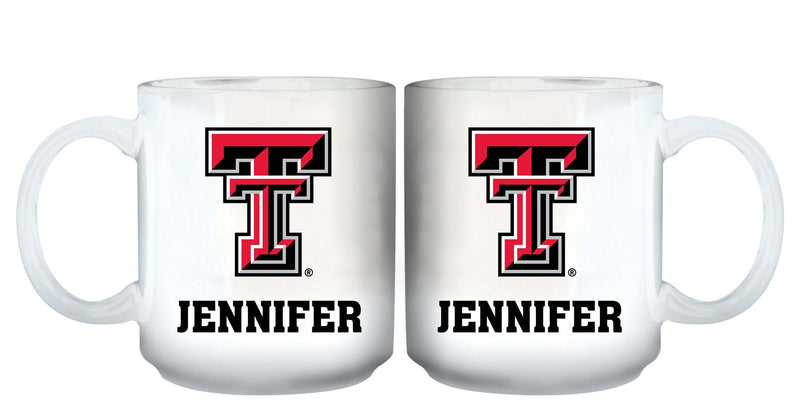 11oz White Personalized Ceramic Mug - Texas Tech COL, CurrentProduct, Custom Drinkware, Drinkware_category_All, Gift Ideas, Personalization, Personalized_Personalized, Texas Tech Red Raiders, TXT 194207465264 $20.11