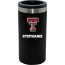 12oz Personalized Black Stainless Steel Slim Can Holder | Texas Tech Red Raiders