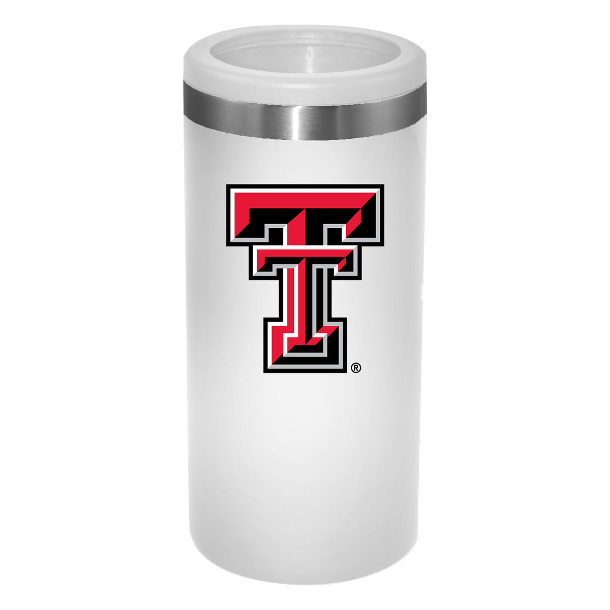 12oz White Slim Can Holder | Texas Tech Red Raiders