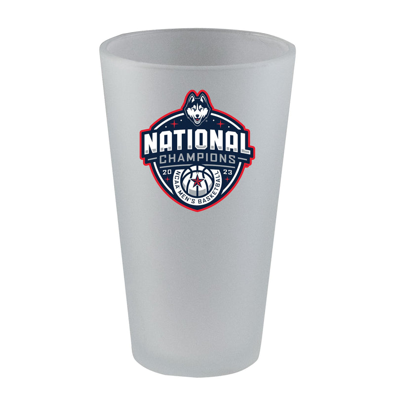 17oz White Frosted Pint Direct Print  | UConn Huskies 2023 Men's Basketball Champion