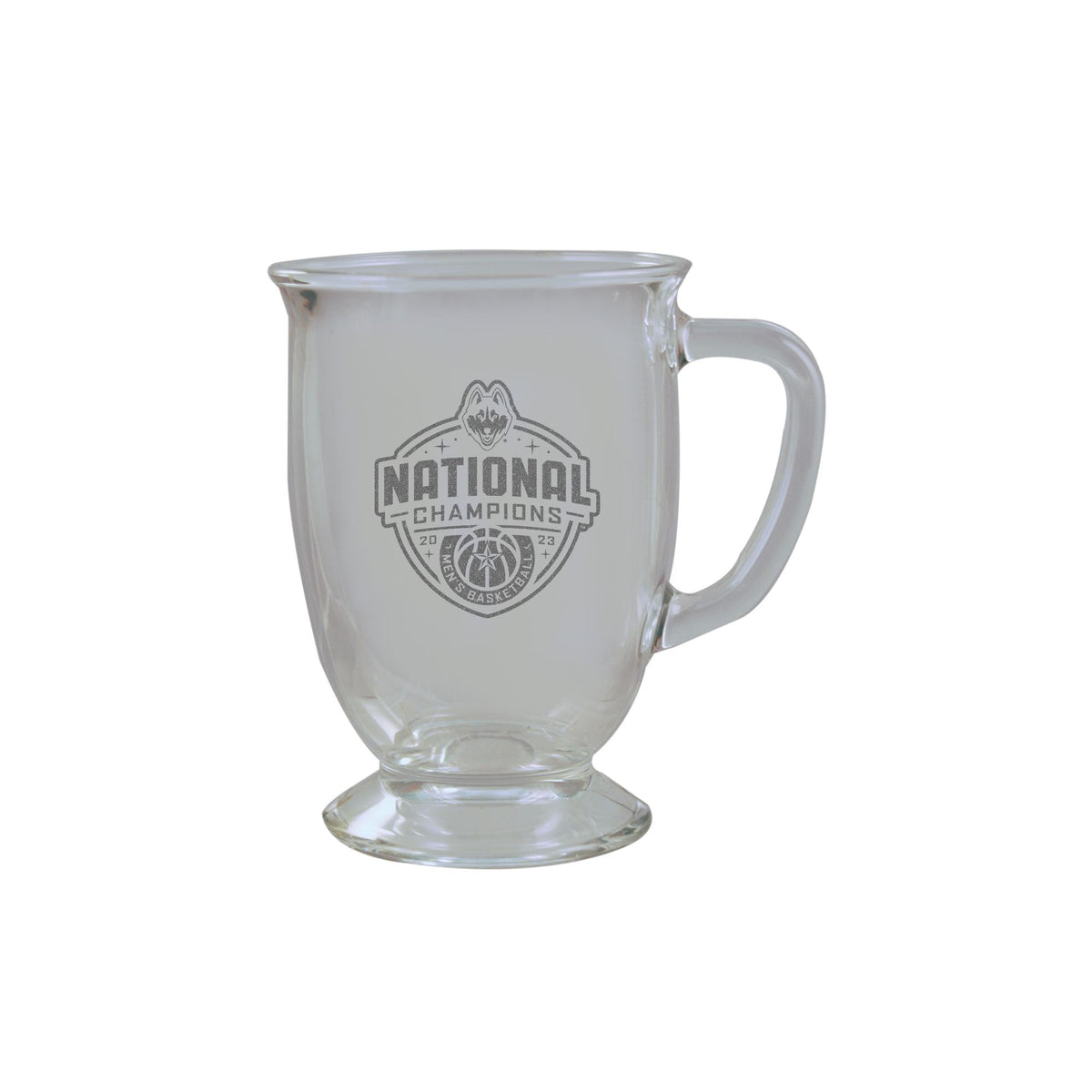 16oz Etched Cafe Glass  | UConn Huskies 2023 Men's Basketball Champion