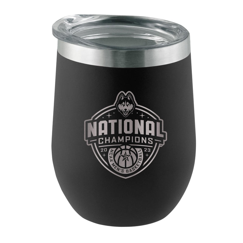 12oz Black Etched Stainless Steel Tumbler  | UConn Huskies 2023 Men's Basketball Champion