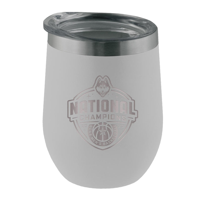 12oz White Etched Stainless Steel Tumbler  | UConn Huskies 2023 Men's Basketball Champion