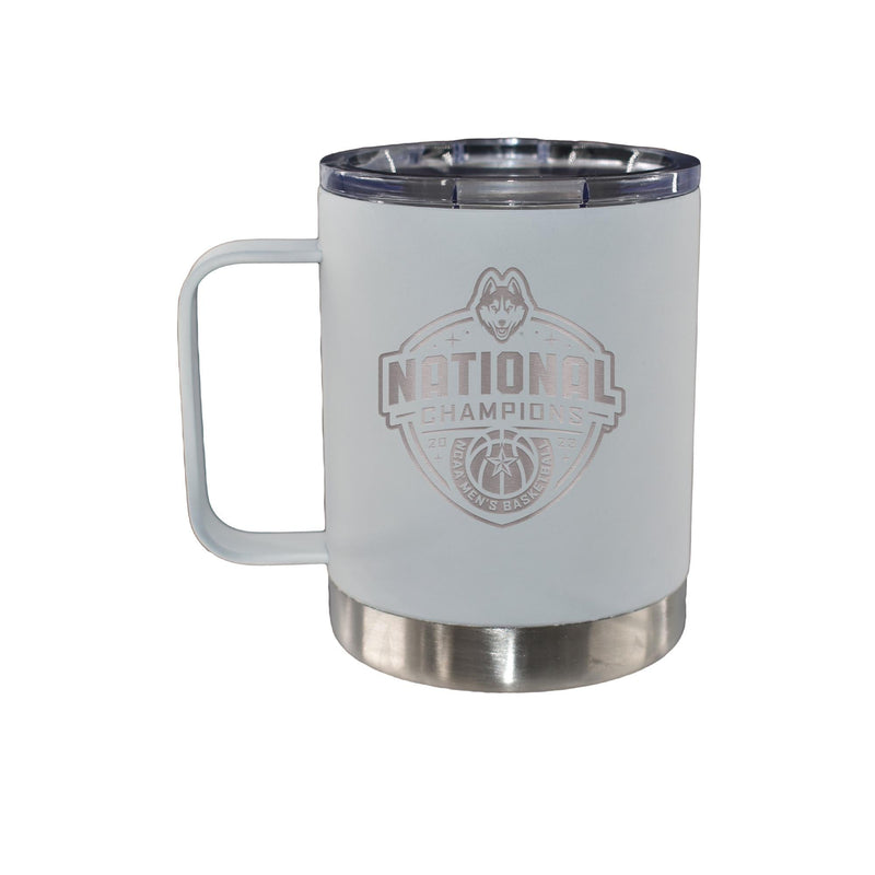 12oz White Stainless Steel Lowball with Handle  | UConn Huskies 2023 Men's Basketball Champion