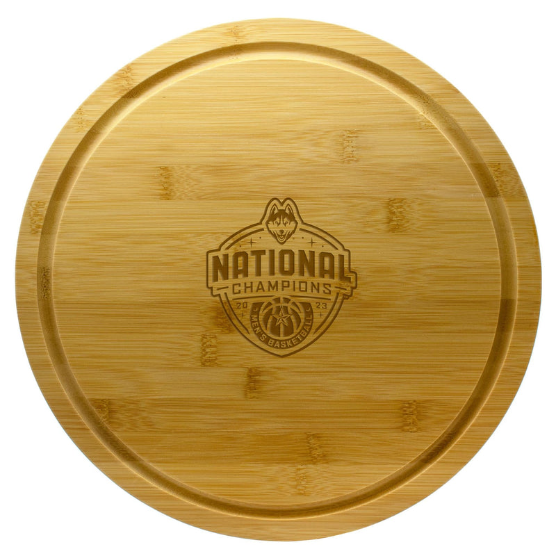 13" Rotating Bamboo Server  | UConn Huskies 2023 Men's Basketball Champion