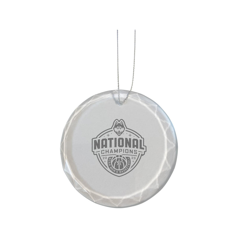 3.5" Etched Round Glass Ornament  | UConn Huskies 2023 Men's Basketball Champion