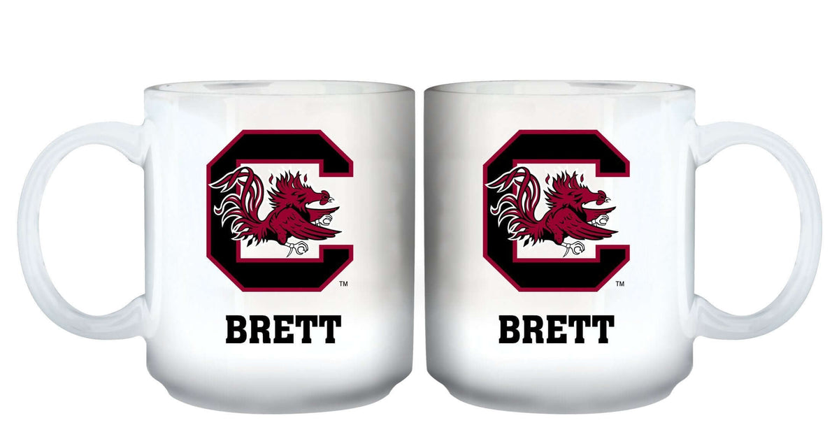 11oz White Personalized Ceramic Mug - South Carolina COL, CurrentProduct, Custom Drinkware, Drinkware_category_All, Gift Ideas, Personalization, Personalized_Personalized, South Carolina Gamecocks, USC 194207465271 $20.11