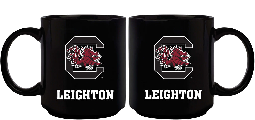 11oz Black Personalized Ceramic Mug - South Carolina COL, CurrentProduct, Custom Drinkware, Drinkware_category_All, Gift Ideas, Personalization, Personalized_Personalized, South Carolina Gamecocks, USC 194207373637 $20.11