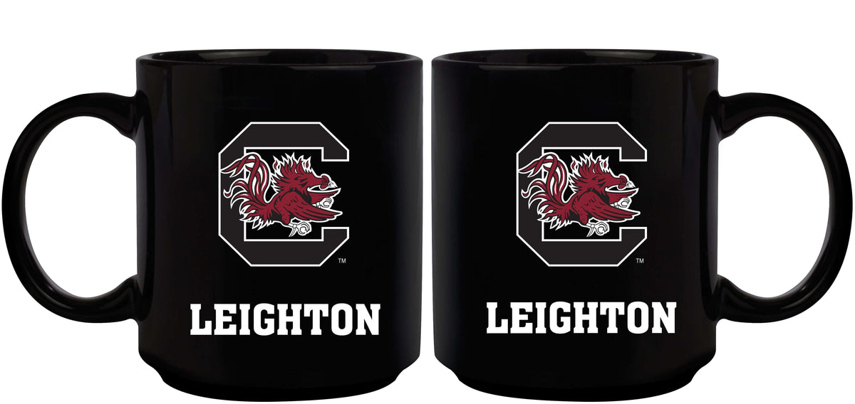 11oz Black Personalized Ceramic Mug - South Carolina COL, CurrentProduct, Custom Drinkware, Drinkware_category_All, Gift Ideas, Personalization, Personalized_Personalized, South Carolina Gamecocks, USC 194207373637 $20.11