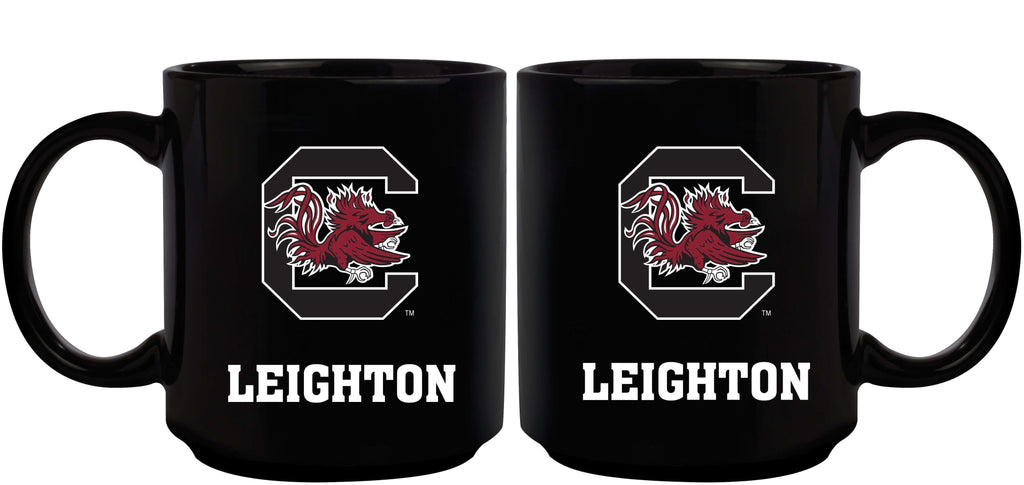 11oz Black Personalized Ceramic Mug - South Carolina COL, CurrentProduct, Custom Drinkware, Drinkware_category_All, Gift Ideas, Personalization, Personalized_Personalized, South Carolina Gamecocks, USC 194207373637 $20.11