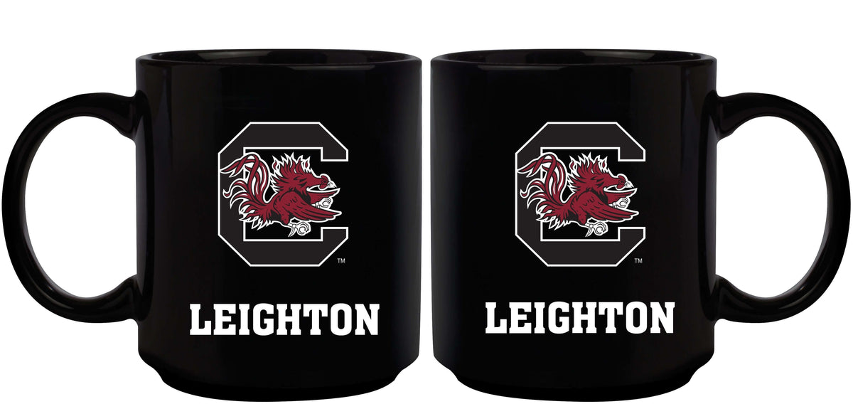 11oz Black Personalized Ceramic Mug - South Carolina COL, CurrentProduct, Custom Drinkware, Drinkware_category_All, Gift Ideas, Personalization, Personalized_Personalized, South Carolina Gamecocks, USC 194207373637 $20.11