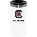 12oz Personalized White Stainless Steel Slim Can Holder | South Carolina Gamecocks