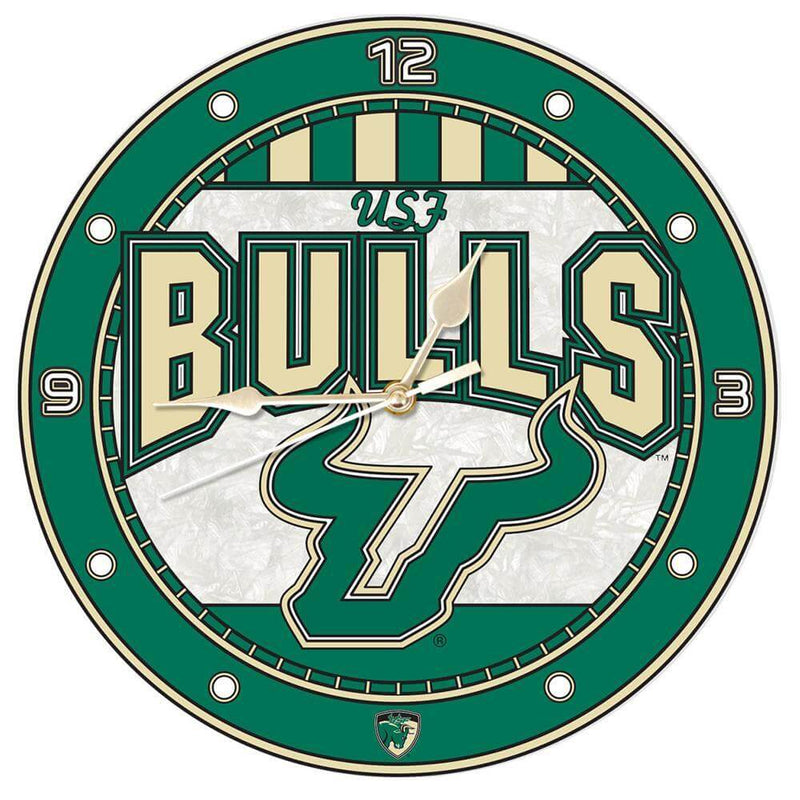 12 Inch Art Glass Clock | South Florida University CurrentProduct, Home & Office_category_All, NCAA, South Florida Bulls, USF 687746445946 $38.49