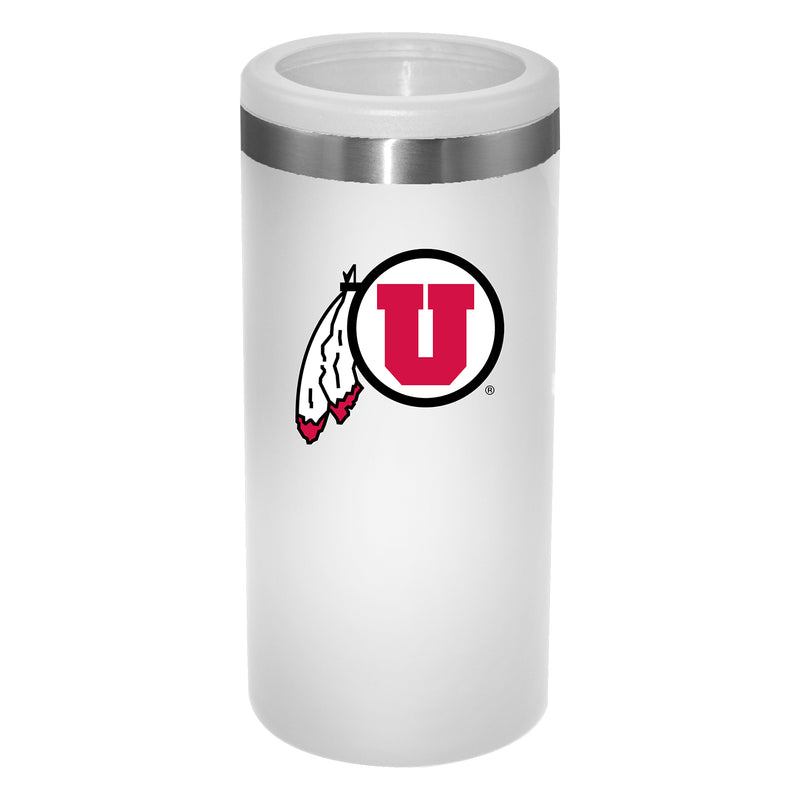 12oz White Slim Can Holder | Utah Utes