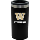 12oz Personalized Black Stainless Steel Slim Can Holder | Washington Huskies