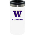 12oz Personalized White Stainless Steel Slim Can Holder | Washington Huskies