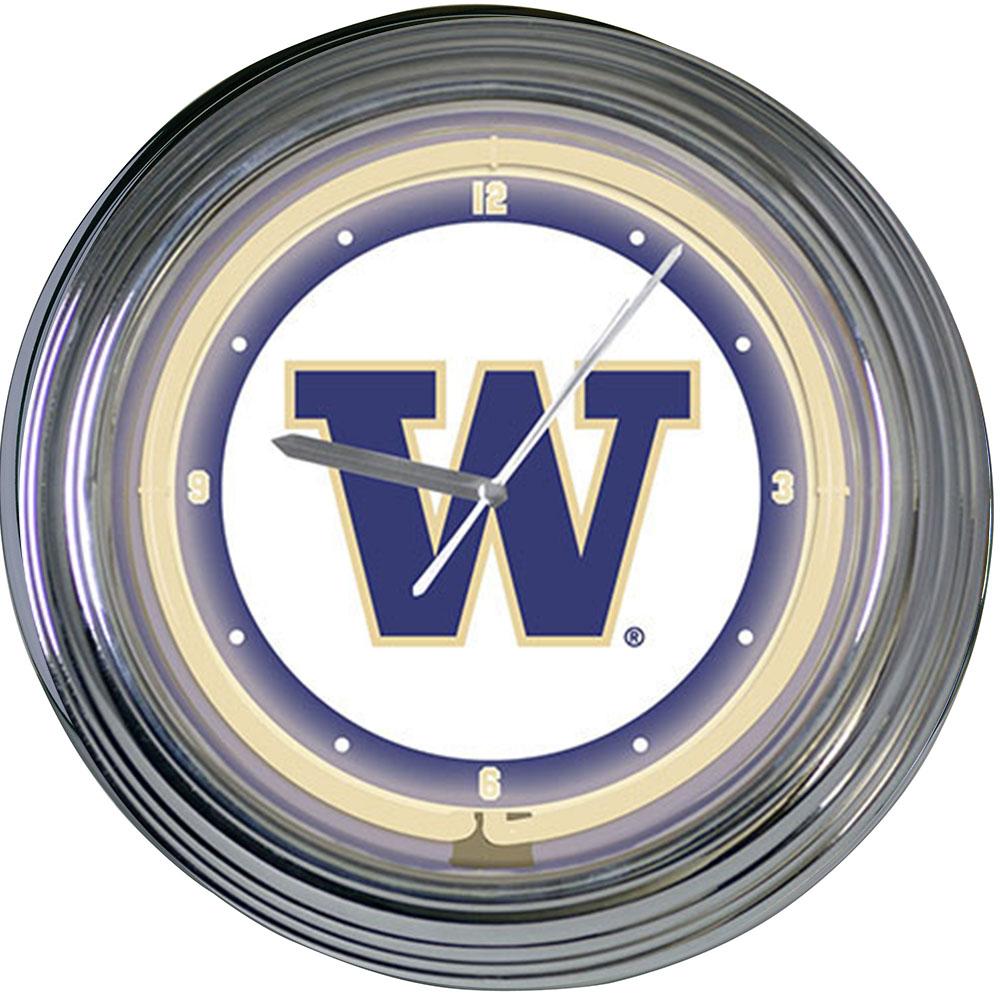 15 in Neon Clock - University of Washington COL, CurrentProduct, Home & Office_category_All, UWA, Washington Huskies 687746458946 $87.99