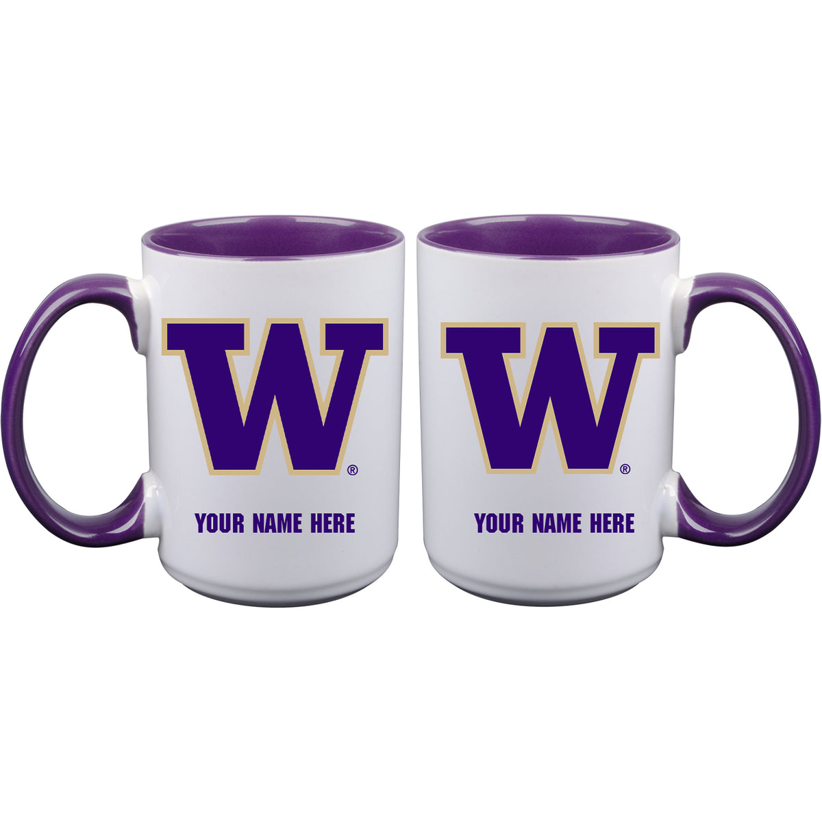 15oz Inner Color Personalized Ceramic Mug | Washington Huskies 2790PER, COL, CurrentProduct, Drinkware_category_All, Personalized_Personalized, UWA, Washington Huskies  $27.99