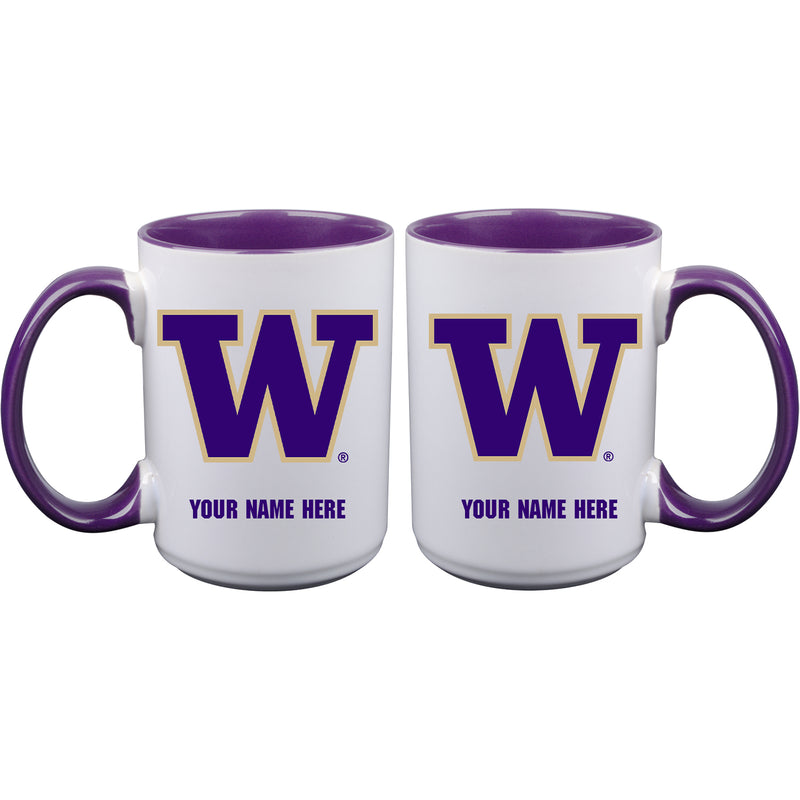15oz Inner Color Personalized Ceramic Mug | Washington Huskies 2790PER, COL, CurrentProduct, Drinkware_category_All, Personalized_Personalized, UWA, Washington Huskies  $27.99
