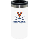 12oz Personalized White Stainless Steel Slim Can Holder | Virginia Cavaliers