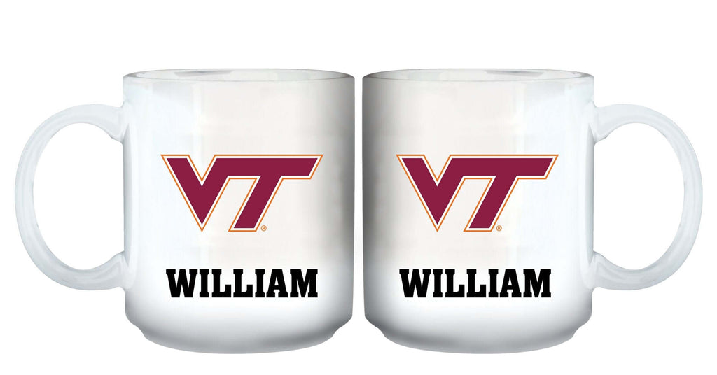 11oz White Personalized Ceramic Mug - Virginia Tech COL, CurrentProduct, Custom Drinkware, Drinkware_category_All, Gift Ideas, Personalization, Personalized_Personalized, Virginia Tech Hokies, VRT 194207465301 $20.11