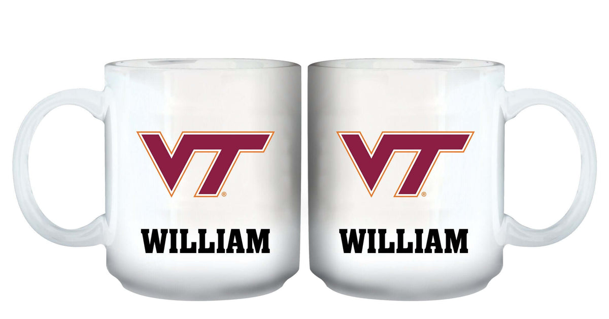 11oz White Personalized Ceramic Mug - Virginia Tech COL, CurrentProduct, Custom Drinkware, Drinkware_category_All, Gift Ideas, Personalization, Personalized_Personalized, Virginia Tech Hokies, VRT 194207465301 $20.11