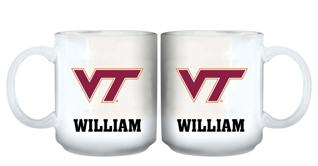 11oz White Personalized Ceramic Mug - Virginia Tech COL, CurrentProduct, Custom Drinkware, Drinkware_category_All, Gift Ideas, Personalization, Personalized_Personalized, Virginia Tech Hokies, VRT 194207465301 $20.11