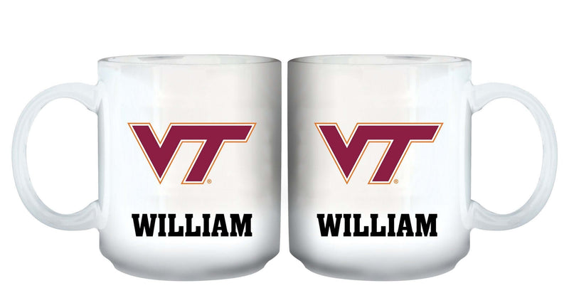 11oz White Personalized Ceramic Mug - Virginia Tech COL, CurrentProduct, Custom Drinkware, Drinkware_category_All, Gift Ideas, Personalization, Personalized_Personalized, Virginia Tech Hokies, VRT 194207465301 $20.11