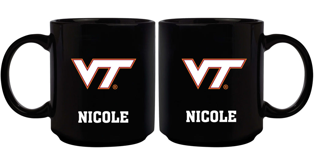 11oz Black Personalized Ceramic Mug - Virginia Tech COL, CurrentProduct, Custom Drinkware, Drinkware_category_All, Gift Ideas, Personalization, Personalized_Personalized, Virginia Tech Hokies, VRT 194207373590 $20.11