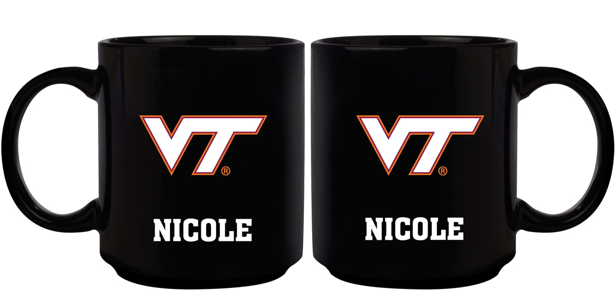 11oz Black Personalized Ceramic Mug - Virginia Tech COL, CurrentProduct, Custom Drinkware, Drinkware_category_All, Gift Ideas, Personalization, Personalized_Personalized, Virginia Tech Hokies, VRT 194207373590 $20.11
