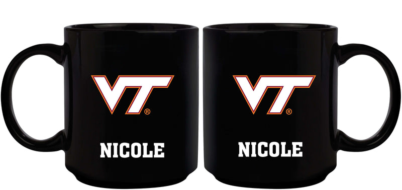 11oz Black Personalized Ceramic Mug - Virginia Tech COL, CurrentProduct, Custom Drinkware, Drinkware_category_All, Gift Ideas, Personalization, Personalized_Personalized, Virginia Tech Hokies, VRT 194207373590 $20.11