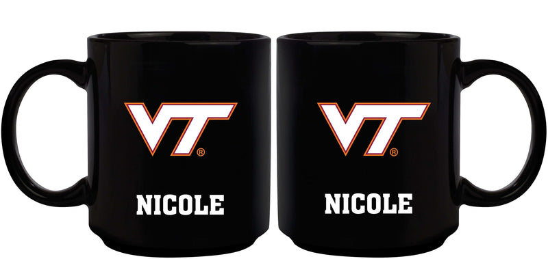 11oz Black Personalized Ceramic Mug - Virginia Tech COL, CurrentProduct, Custom Drinkware, Drinkware_category_All, Gift Ideas, Personalization, Personalized_Personalized, Virginia Tech Hokies, VRT 194207373590 $20.11