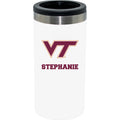 12oz Personalized White Stainless Steel Slim Can Holder | Virginia Tech Hokies