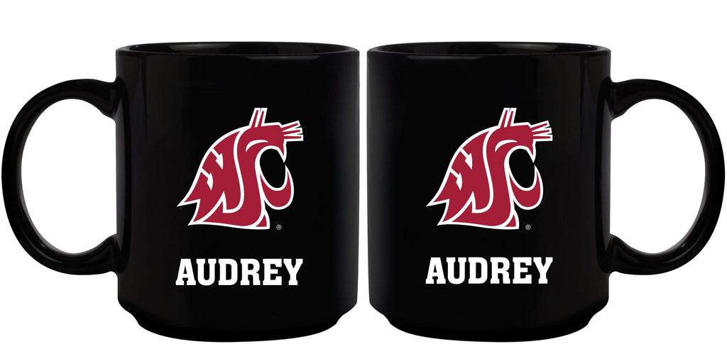 11oz Black Personalized Ceramic Mug - Washington State COL, CurrentProduct, Custom Drinkware, Drinkware_category_All, Gift Ideas, Personalization, Personalized_Personalized, WAS, Washington State Cougars 194207373583 $20.11