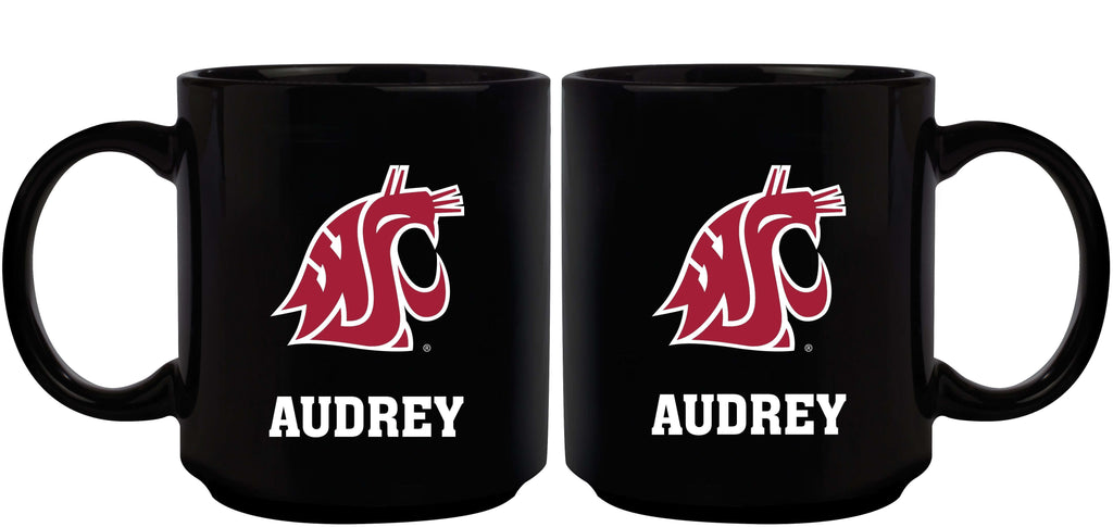 11oz Black Personalized Ceramic Mug - Washington State COL, CurrentProduct, Custom Drinkware, Drinkware_category_All, Gift Ideas, Personalization, Personalized_Personalized, WAS, Washington State Cougars 194207373583 $20.11