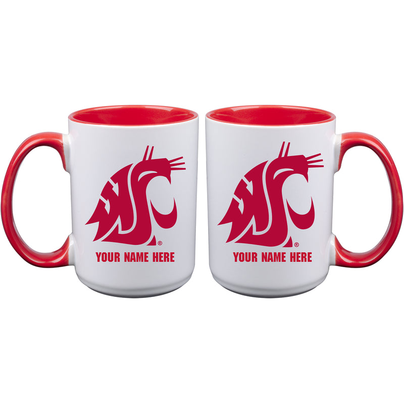 15oz Inner Color Personalized Ceramic Mug | Washington State Cougars 2790PER, COL, CurrentProduct, Drinkware_category_All, Personalized_Personalized, WAS, Washington State Cougars  $27.99