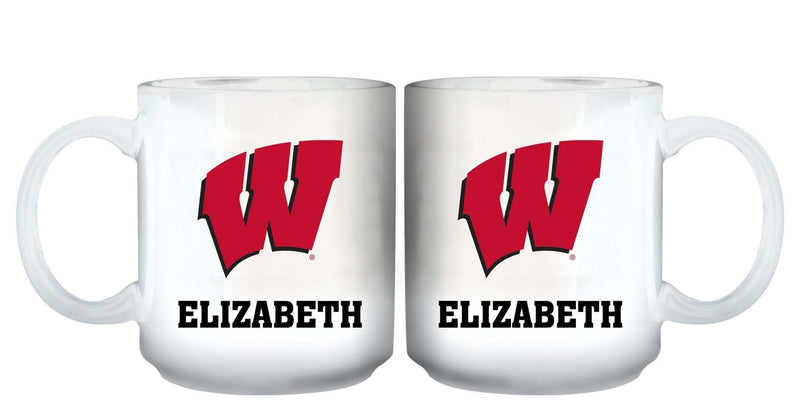 11oz White Personalized Ceramic Mug | University of Wisconsin COL, CurrentProduct, Custom Drinkware, Drinkware_category_All, Gift Ideas, Personalization, Personalized_Personalized, WIS, Wisconsin Badgers 194207465325 $20.11