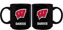 11oz Black Personalized Ceramic Mug | Wisconsin Badgers COL, CurrentProduct, Custom Drinkware, Drinkware_category_All, Gift Ideas, Personalization, Personalized_Personalized, WIS, Wisconsin Badgers 194207373576 $20.11