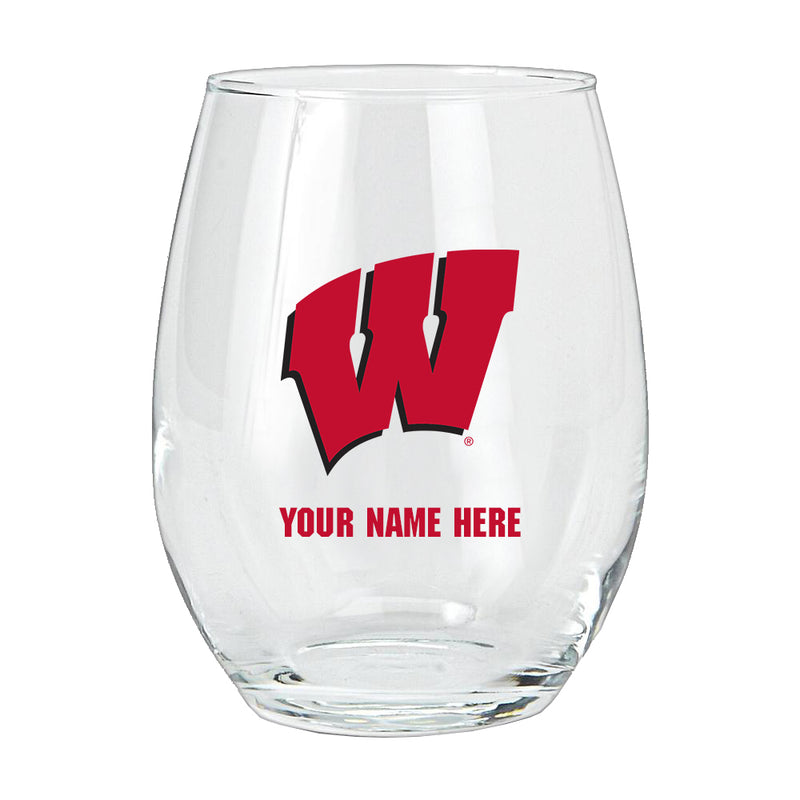 15oz Personalized Stemless Glass | Wisconsin Badgers