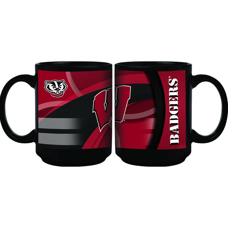 15oz Black Carbon Fiber Mug | Wisconsin COL, OldProduct, WIS, Wisconsin Badgers 687746359038 $13